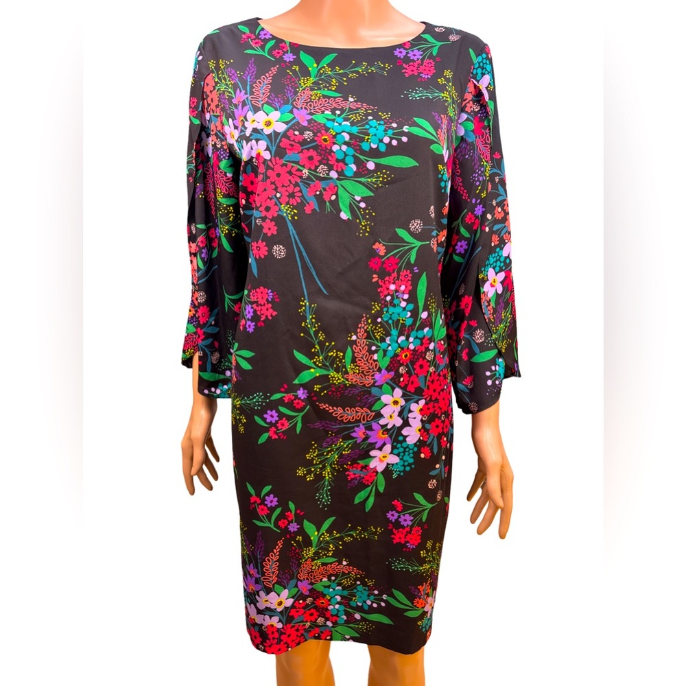 Trina Turk Elegant Black Satin Batista Dress Medium